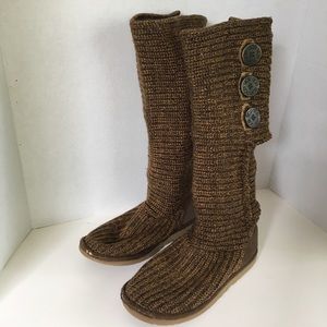 UGG Brown Cardy Knit Boots Size 6